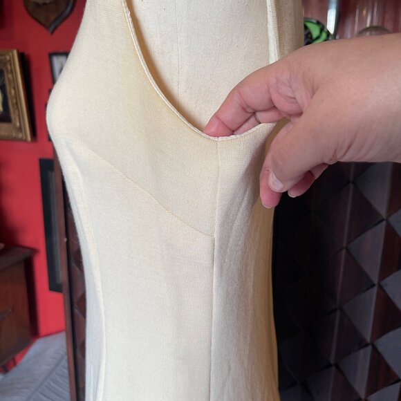 Vintage Lilli Ann Knit Black Cream Mod Dress Coat with Scarf Set Sz Medium - Picture 13 of 14